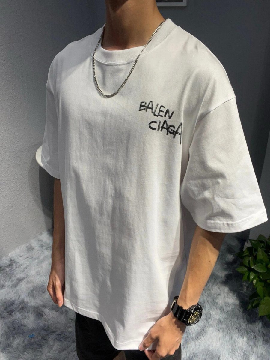 T-shirt blanc Balenciaga à logo graffiti