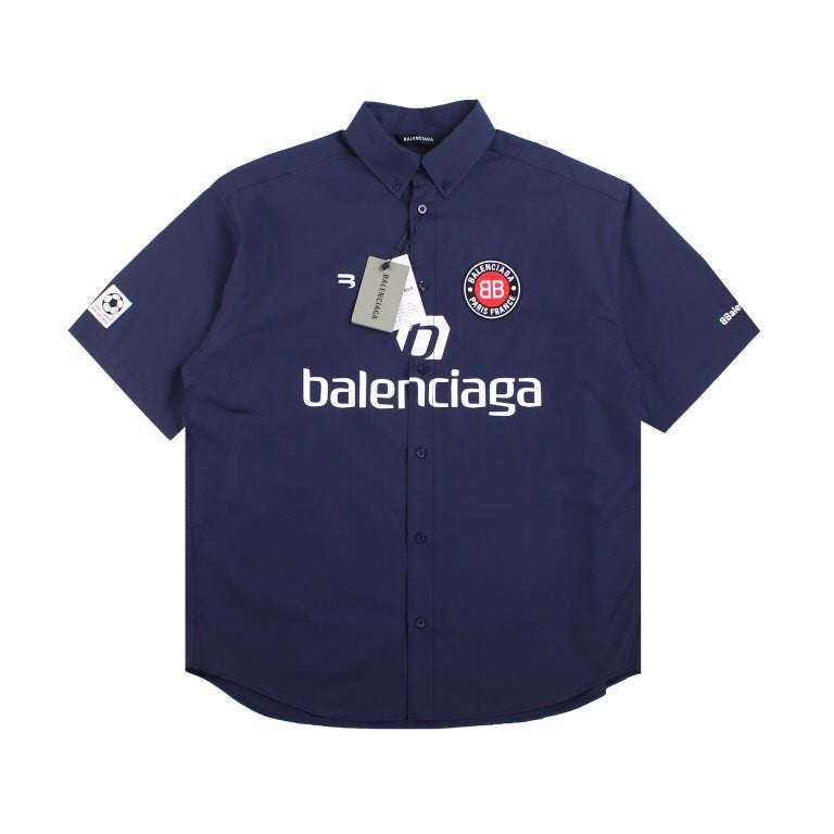 CHEMISE À BOUTONS AVEC LOGO BALENCIAGA BLEU MARINE