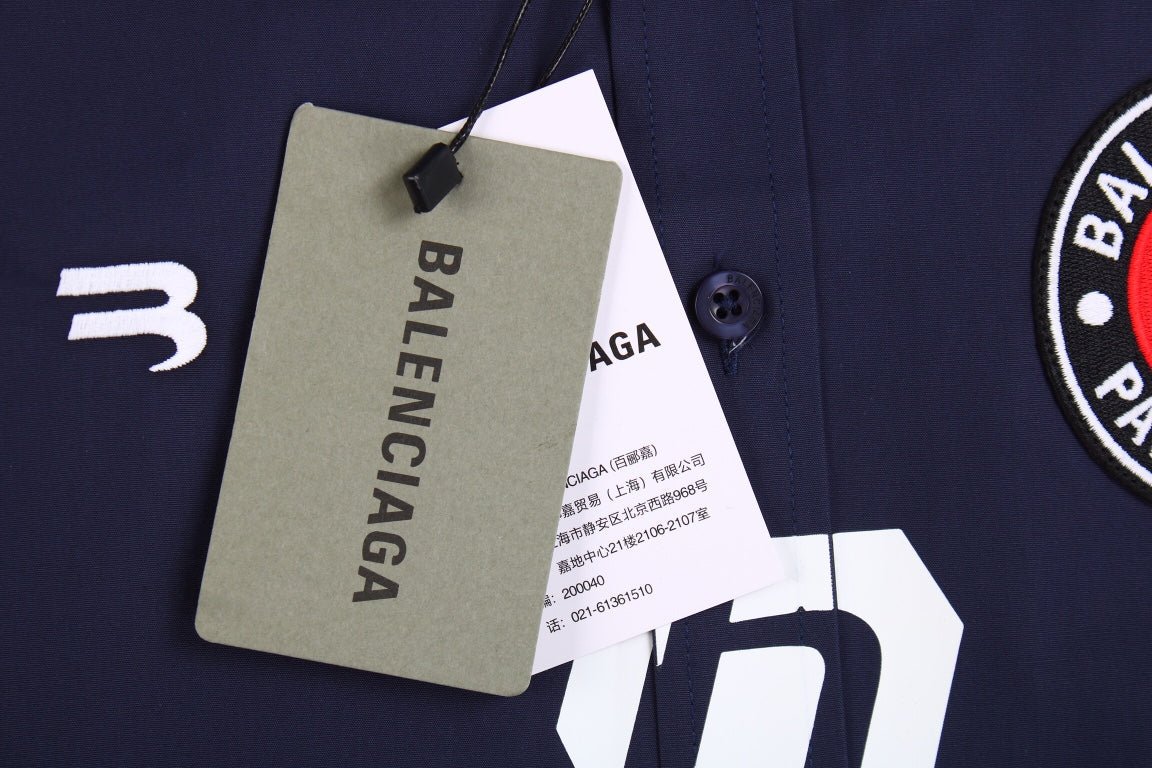 CHEMISE À BOUTONS AVEC LOGO BALENCIAGA BLEU MARINE