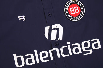 CHEMISE À BOUTONS AVEC LOGO BALENCIAGA BLEU MARINE