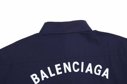 CHEMISE À BOUTONS AVEC LOGO BALENCIAGA BLEU MARINE