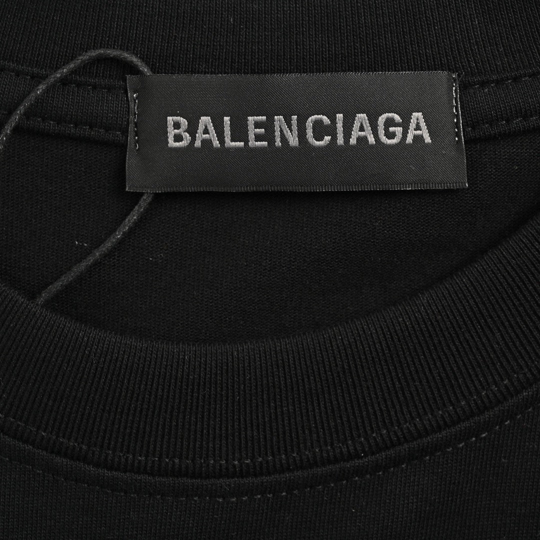 T-shirt noir Balenciaga à logo graphique multicolore
