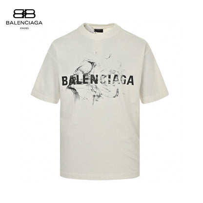 T-shirt Balenciaga à logo imprimé fumée (blanc)