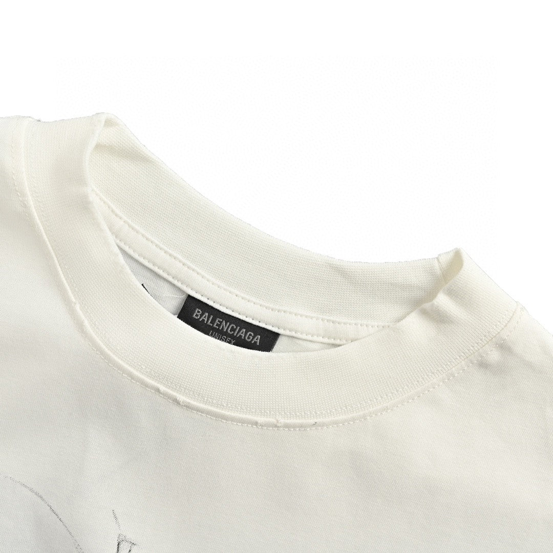 T-shirt Balenciaga à logo imprimé fumée (blanc)