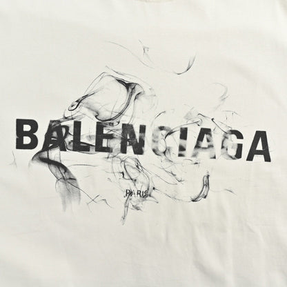 T-shirt Balenciaga à logo imprimé fumée (blanc)