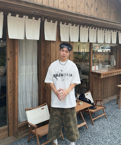 T-shirt Balenciaga à logo imprimé fumée (blanc)