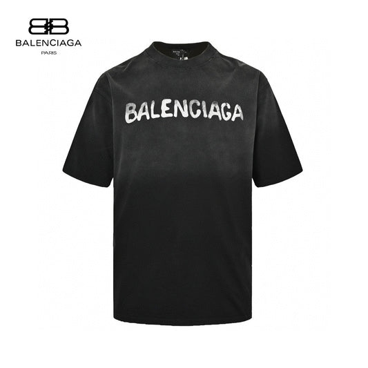 T-shirt Balenciaga à logo peint à la bombe (noir)