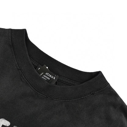 T-shirt Balenciaga à logo peint à la bombe (noir)