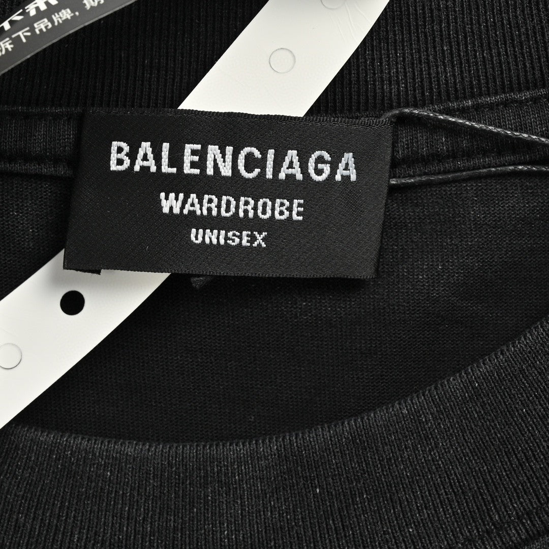 T-shirt Balenciaga à logo peint à la bombe (noir)