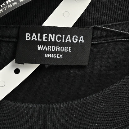 T-shirt Balenciaga à logo peint à la bombe (noir)