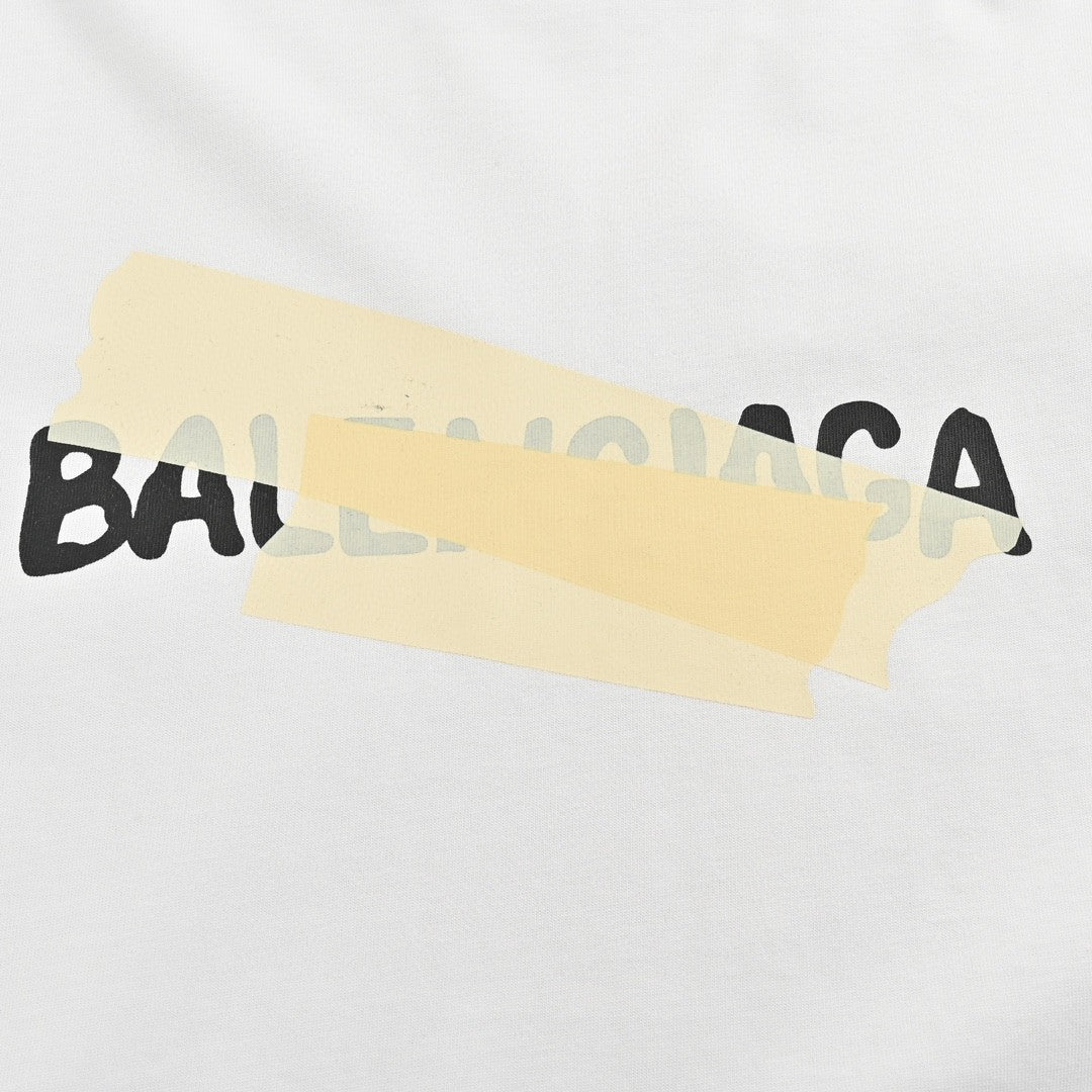 T-shirt Balenciaga à logo ruban (blanc)