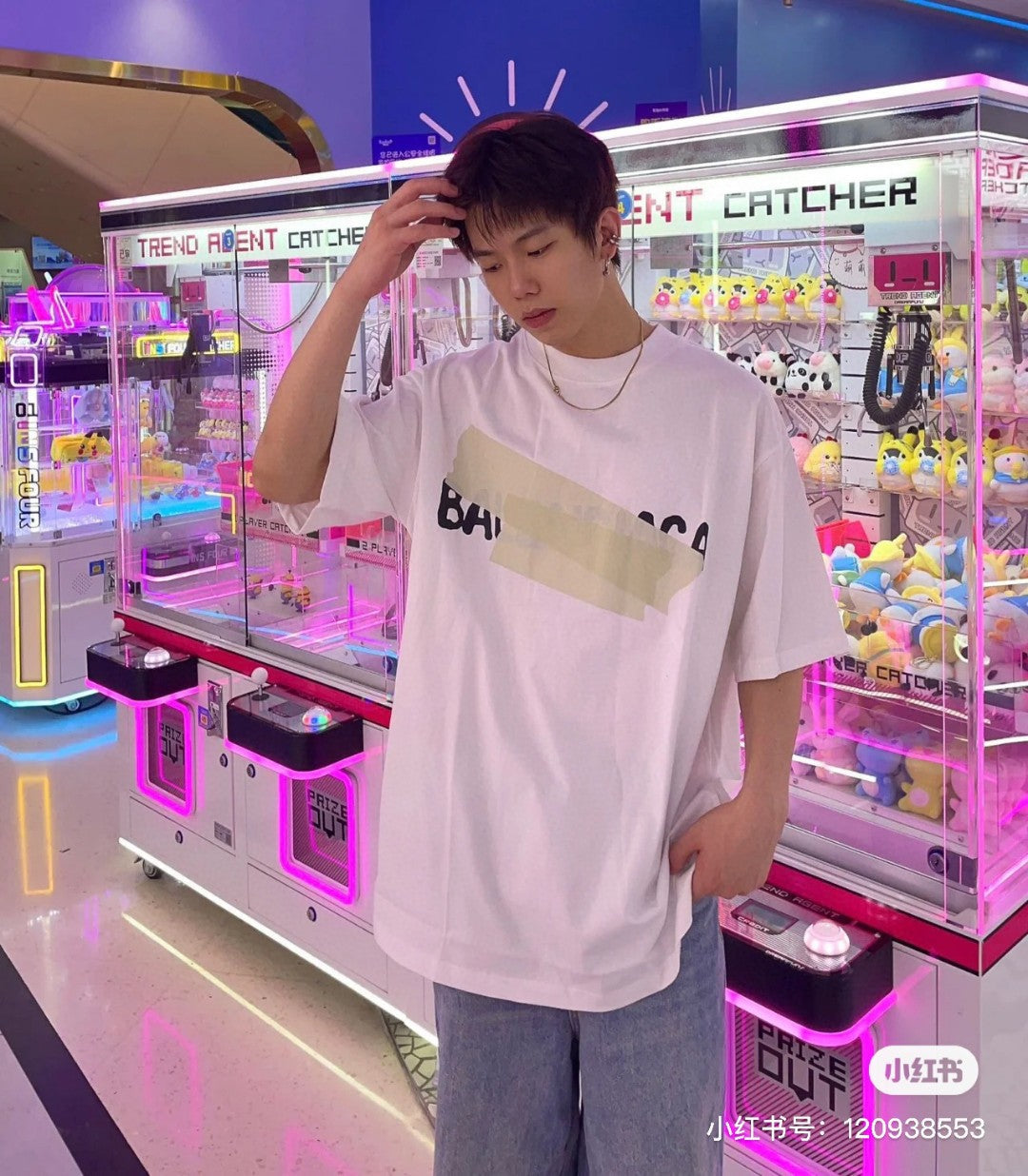 T-shirt Balenciaga à logo ruban (blanc)