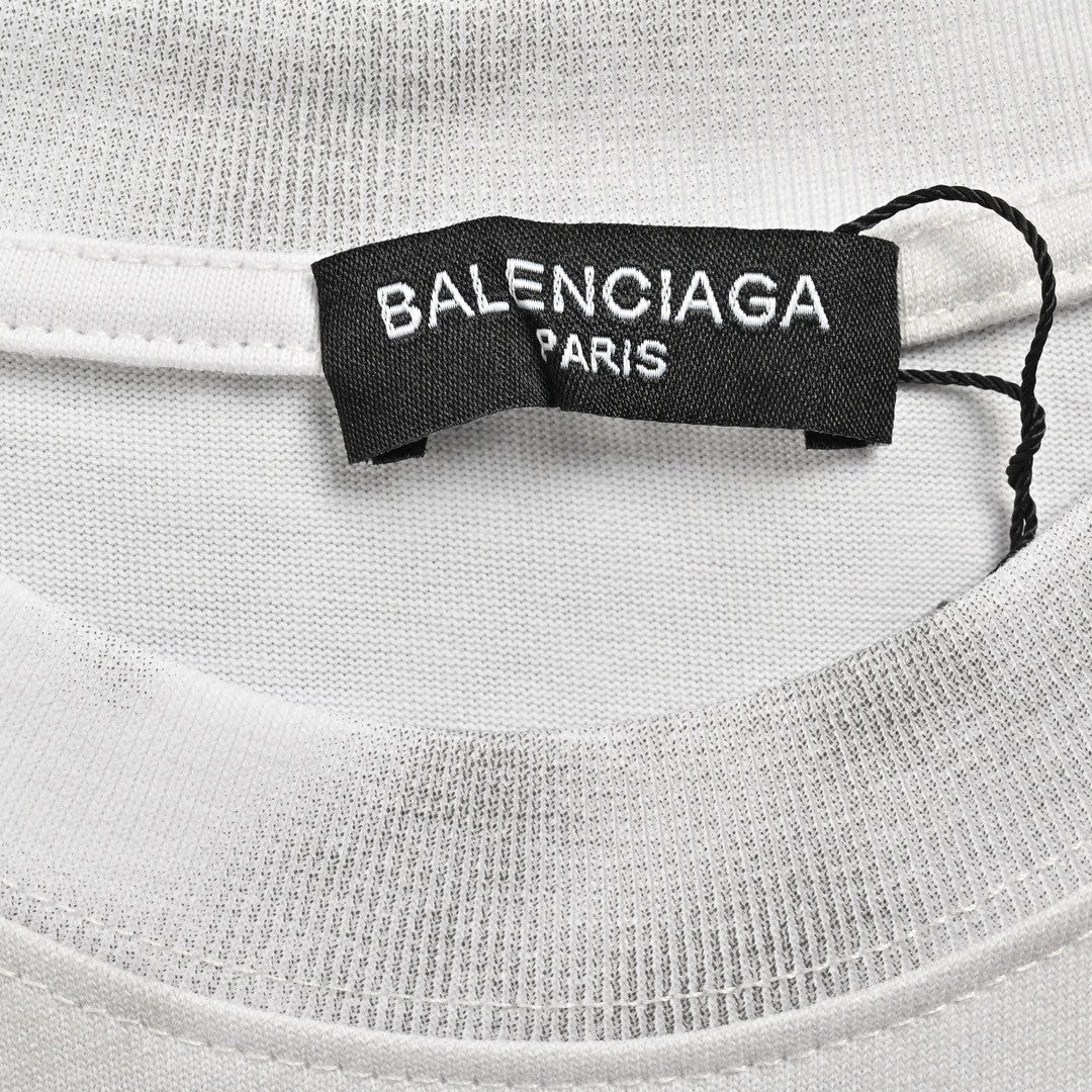 T-shirt Balenciaga Tie-Dye Logo (Blanc)
