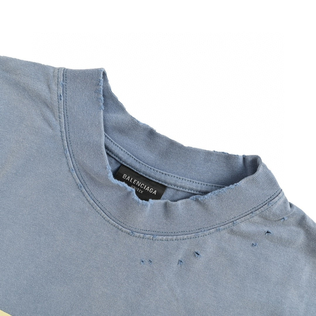 T-shirt Balenciaga Vintage Logo bleu