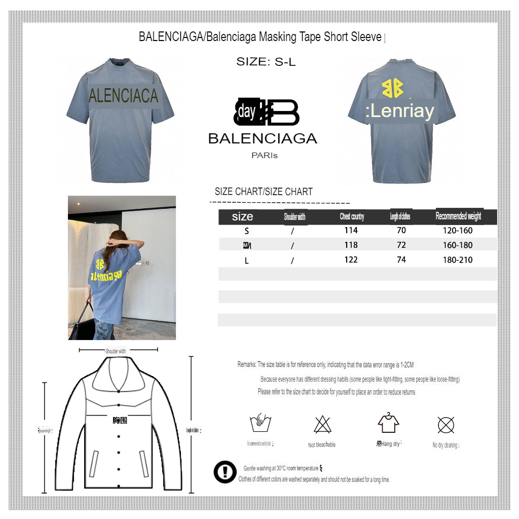 T-shirt Balenciaga Vintage Logo bleu