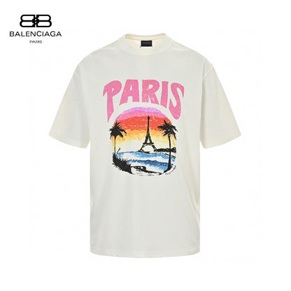 T-shirt blanc Balenciaga avec motif Paris