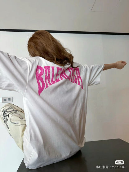 T-shirt blanc Balenciaga avec motif Paris