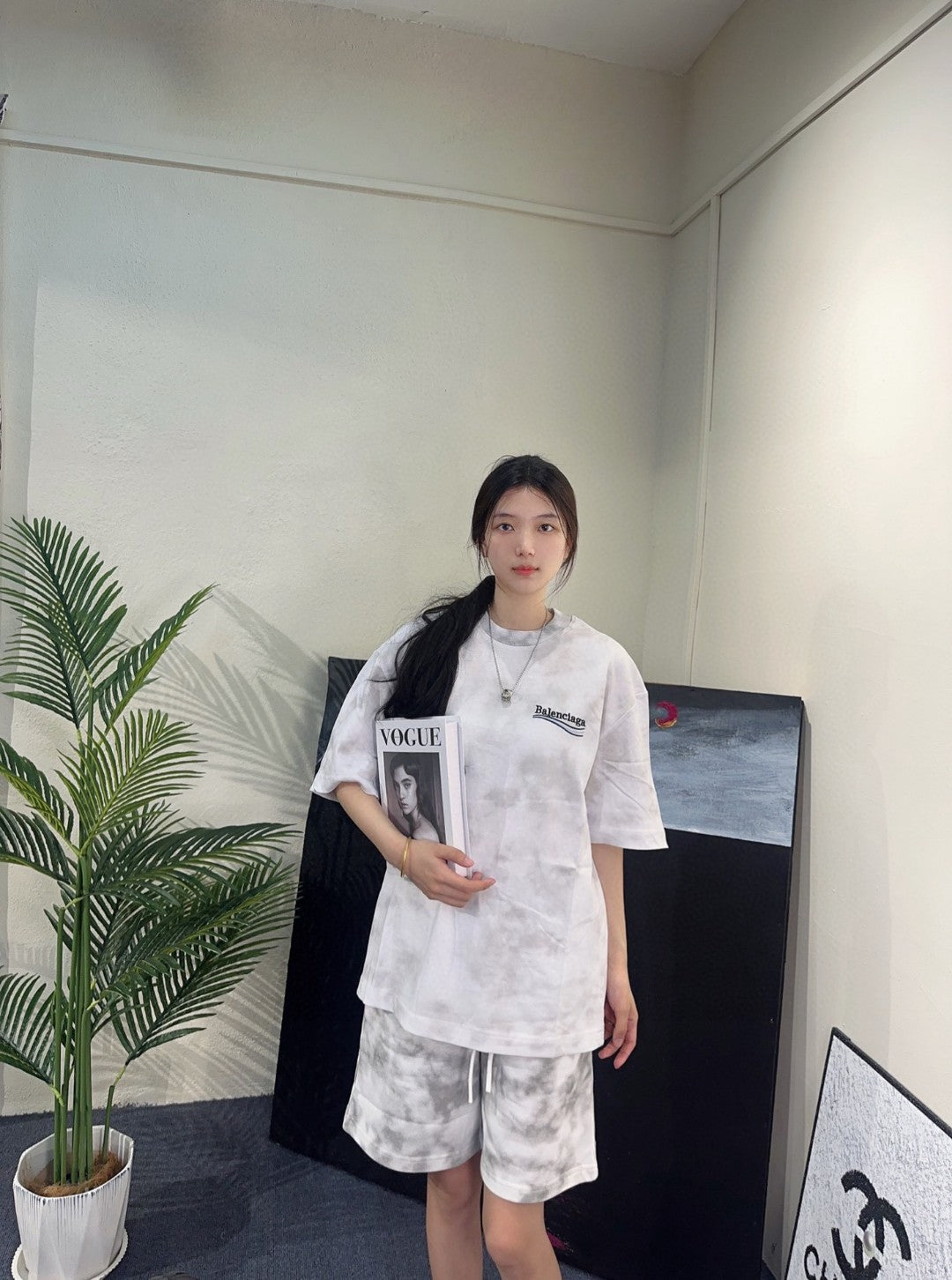 T-shirt Balenciaga blanc tie-dye