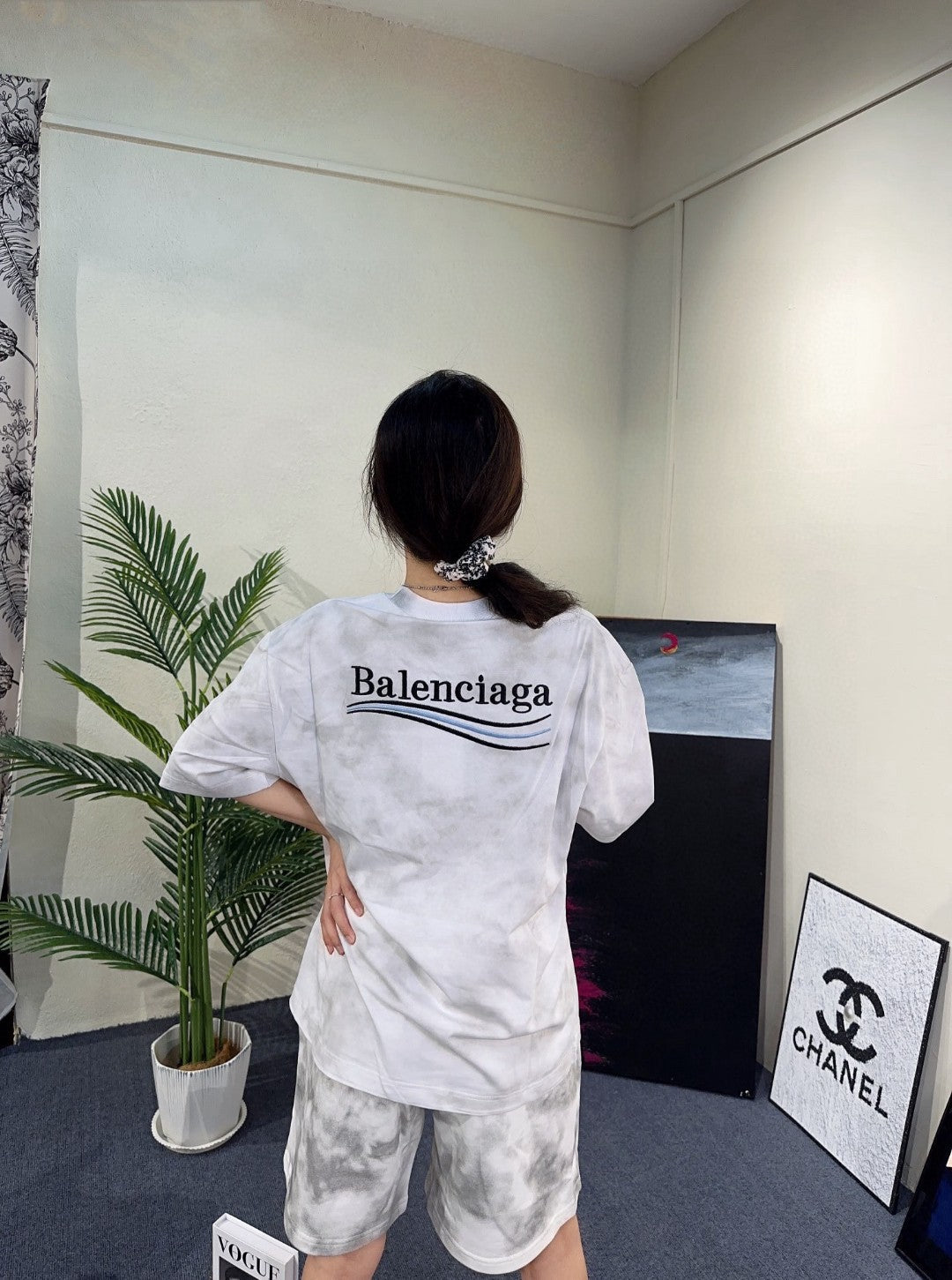 T-shirt Balenciaga blanc tie-dye