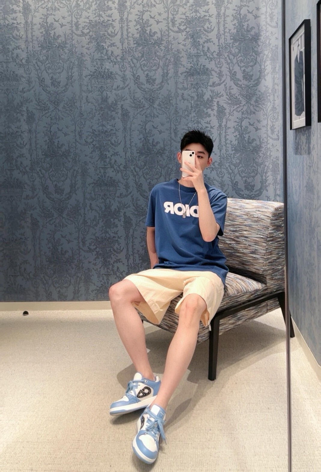 T-shirt Dior à logo classique (bleu)