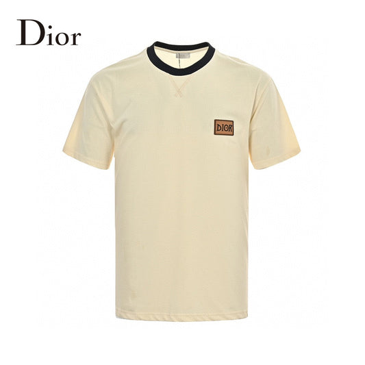 T-shirt crème Dior avec bordure noire