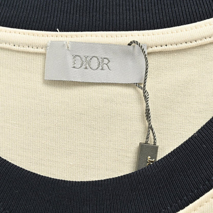T-shirt crème Dior avec bordure noire