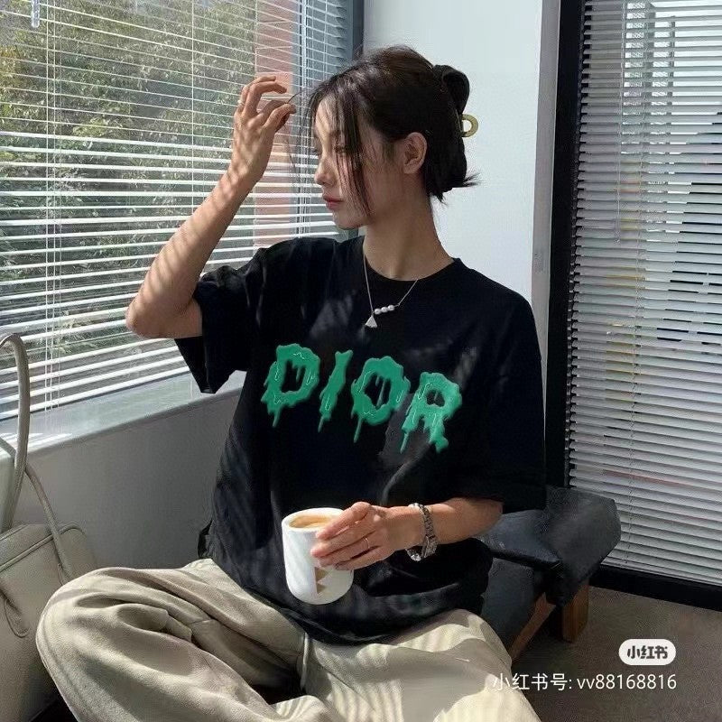 T-shirt Dior à logo dégoulinant (noir)