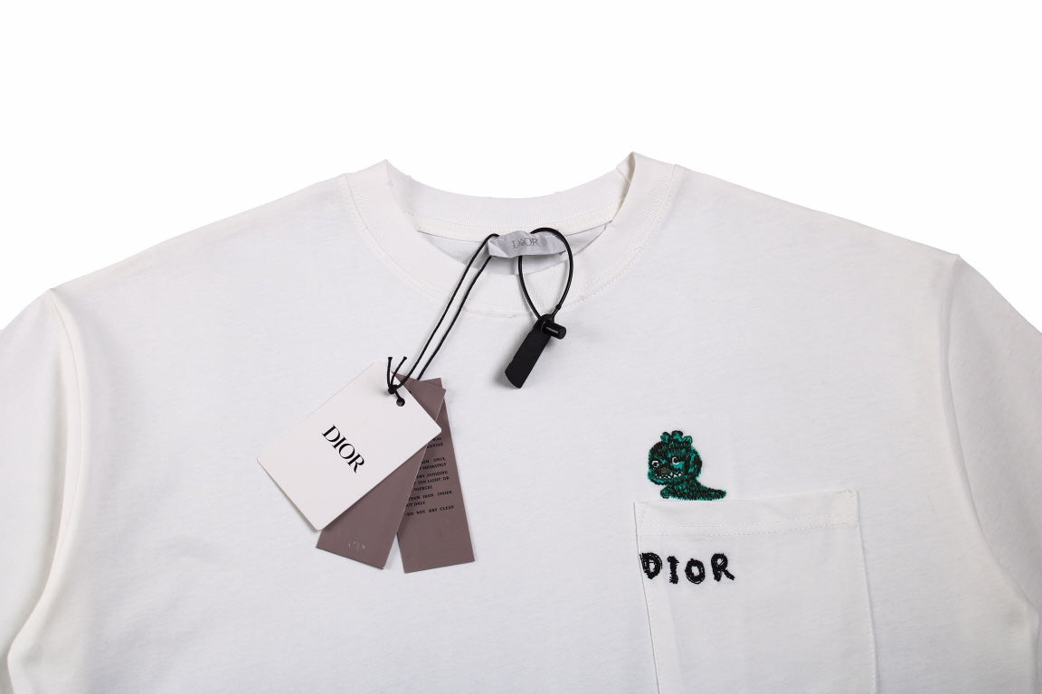 T-shirt Dior brodé lézard - Blanc