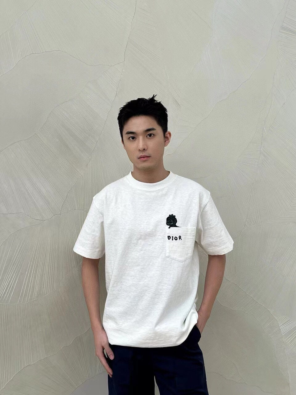 T-shirt Dior brodé lézard - Blanc