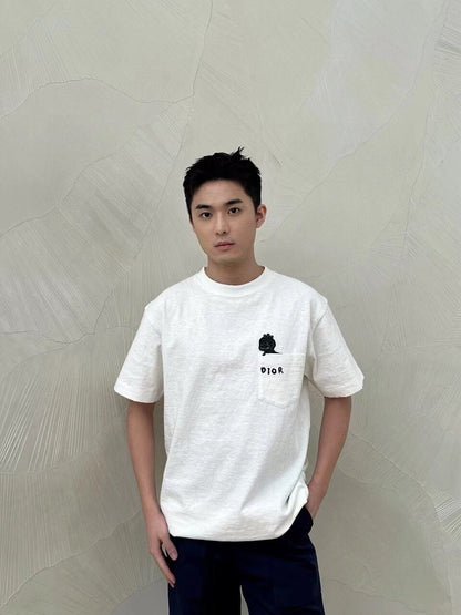 T-shirt Dior brodé lézard - Blanc