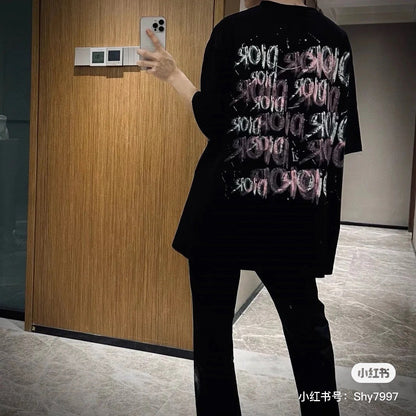 T-shirt noir à logo graffiti Dior