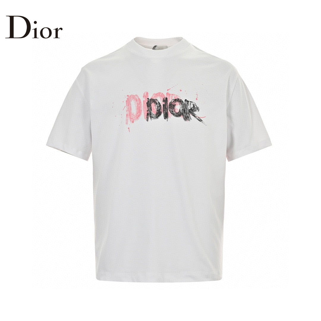 T-shirt blanc à logo graffiti Dior