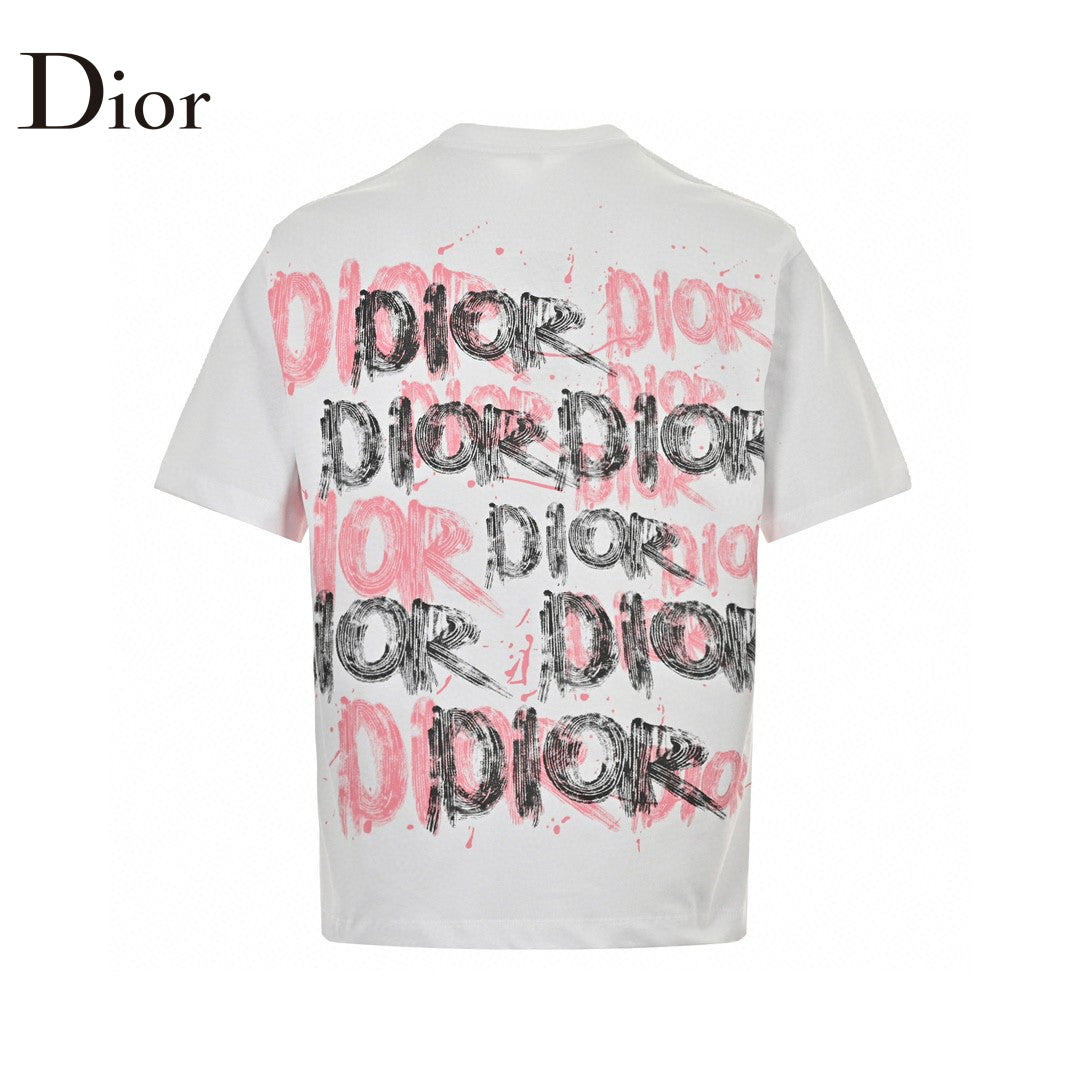 T-shirt blanc à logo graffiti Dior