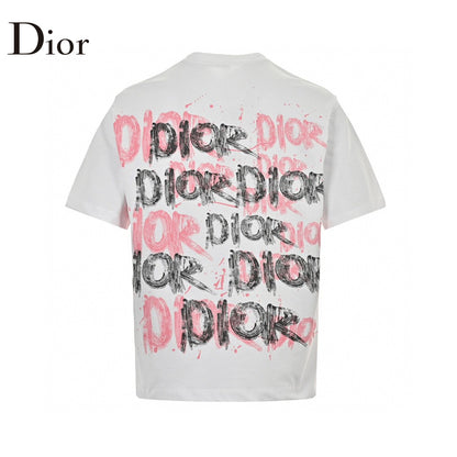T-shirt blanc à logo graffiti Dior