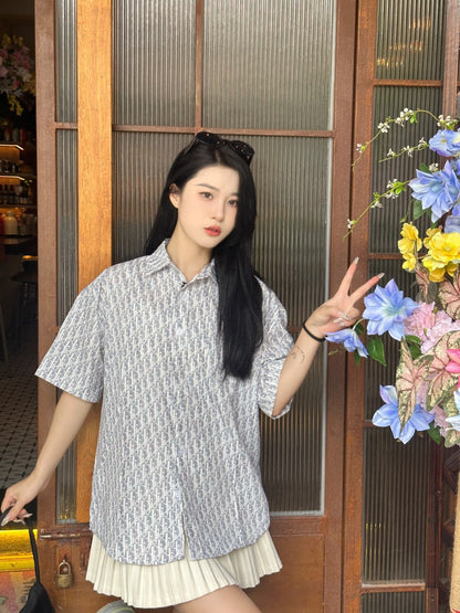 Chemise Dior à imprimé monogramme (grise)