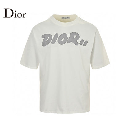 T-shirt blanc oversize gris à logo Dior