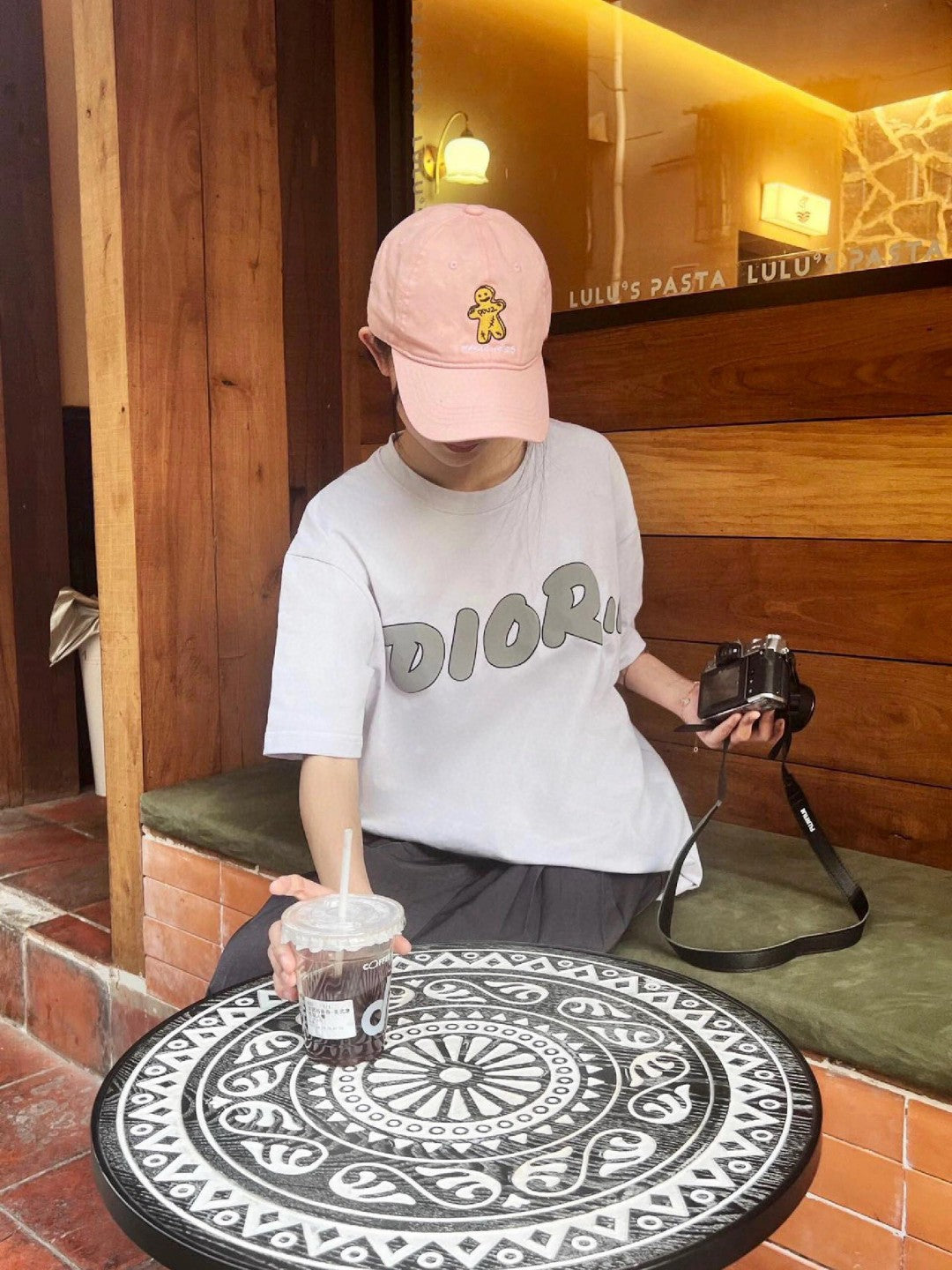 T-shirt blanc oversize gris à logo Dior