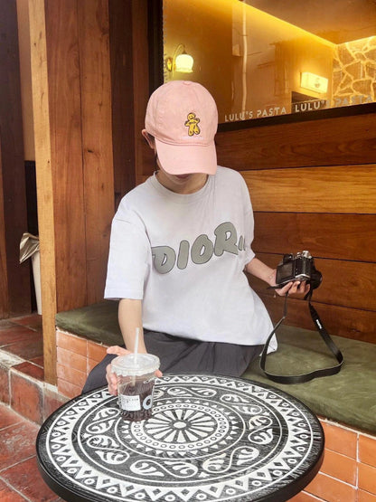 T-shirt blanc oversize gris à logo Dior