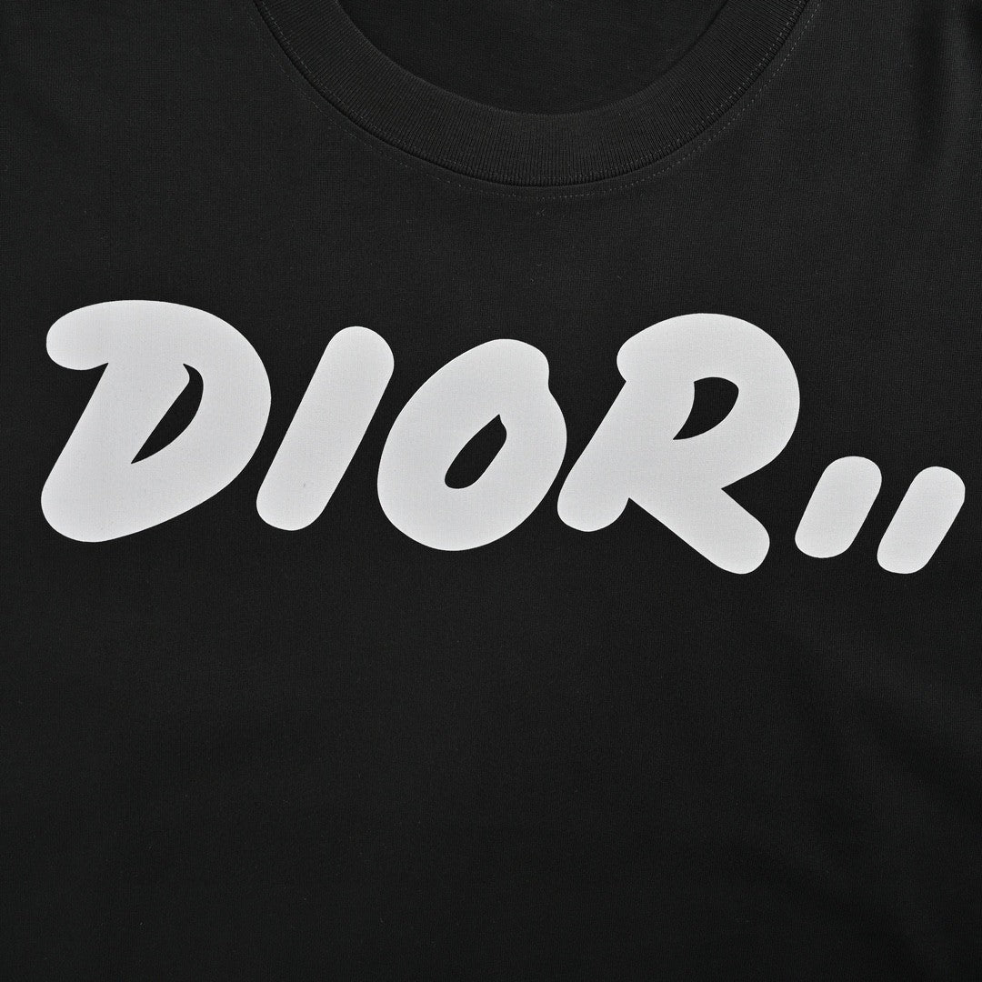 T-shirt noir oversize Dior à logo blanc