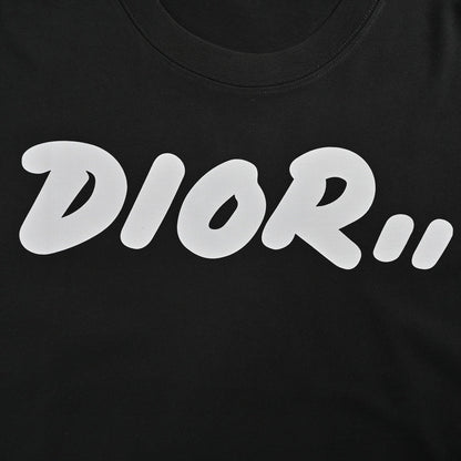 T-shirt noir oversize Dior à logo blanc