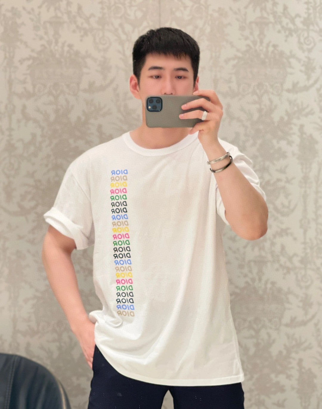 T-shirt Dior - Logo vertical multicolore
