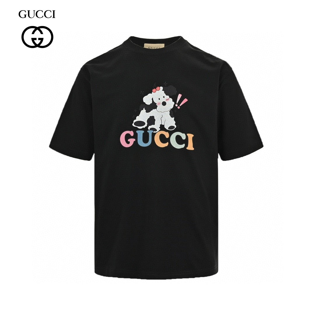 T-shirt Gucci avec logo vache de dessin animé (noir)