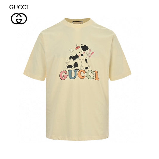 T-shirt Gucci avec logo vache de dessin animé (crème)