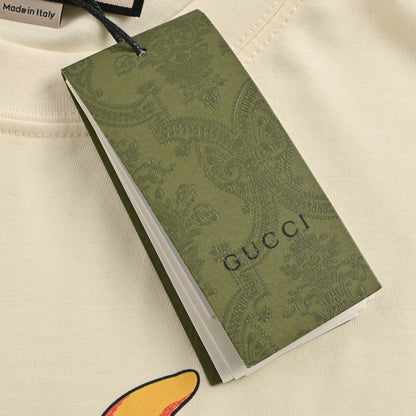 T-shirt Gucci crème avec dessin de dragon