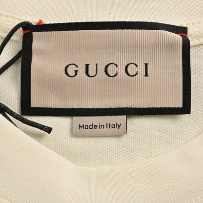T-shirt Gucci crème avec dessin de dragon