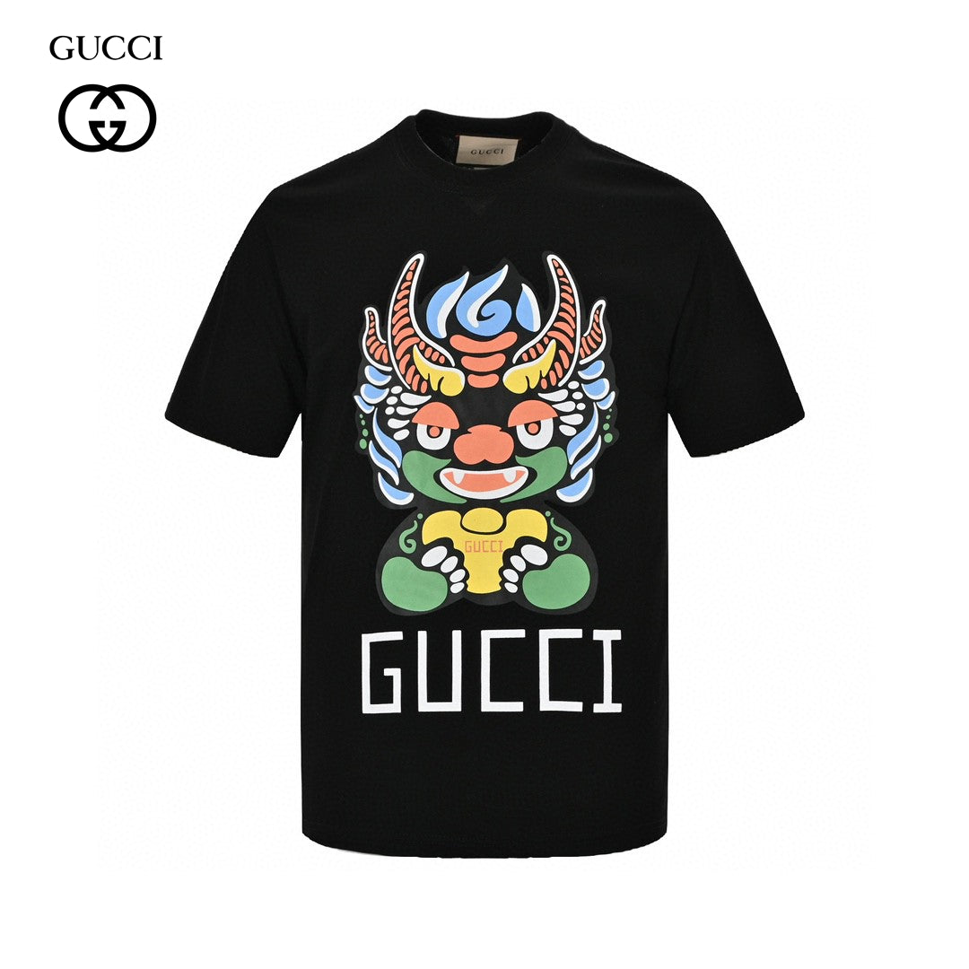 T-shirt noir Gucci à motif dragon