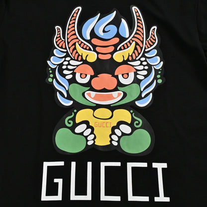 T-shirt noir Gucci à motif dragon