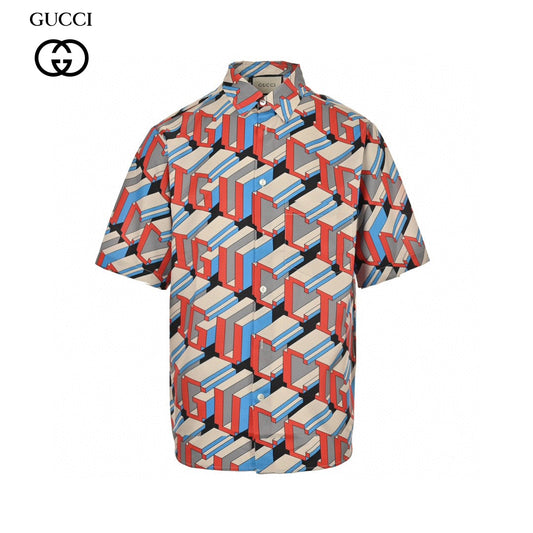 Chemise Gucci à imprimé logo géométrique