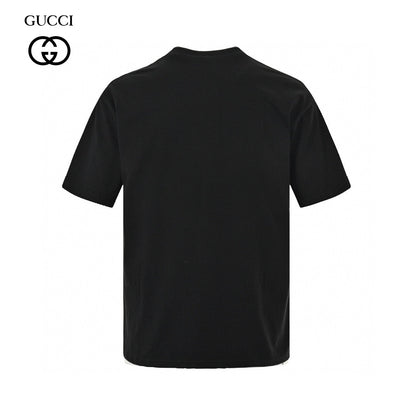 T-shirt noir Gucci à motif GG entrelacé