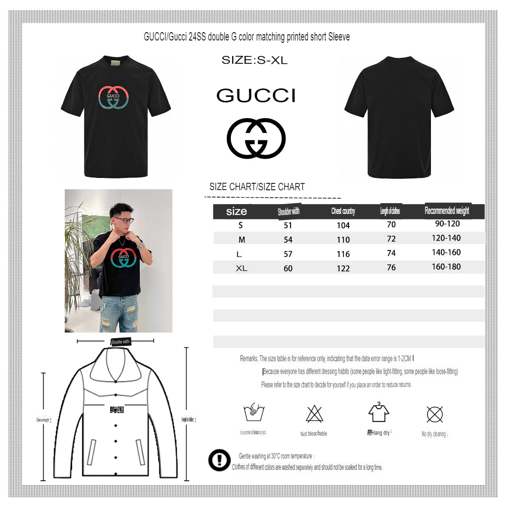 T-shirt noir Gucci à motif GG entrelacé